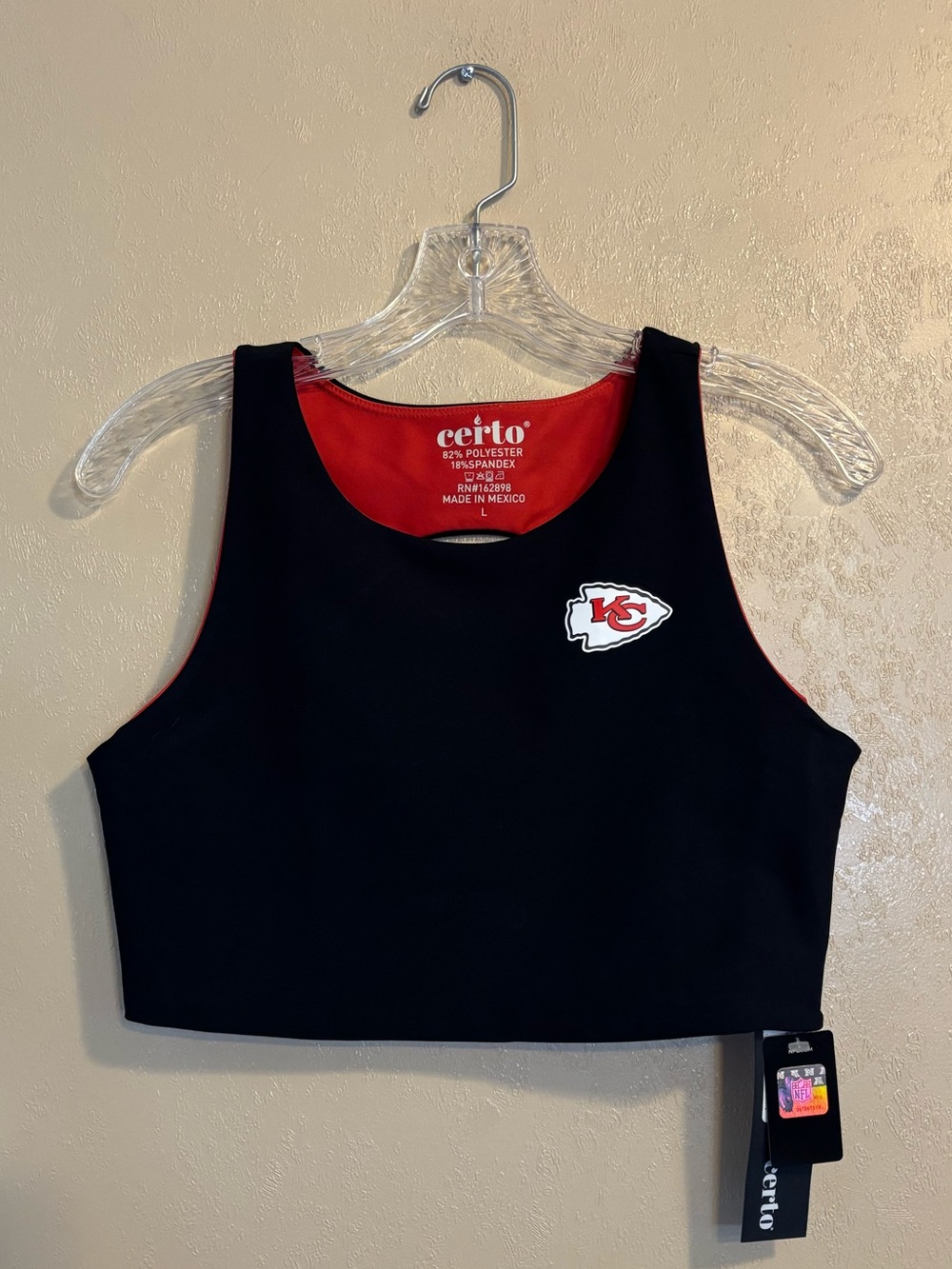 NWT Certo Kansas City Chiefs Women's Long Line Strappy Sports Bra sz L